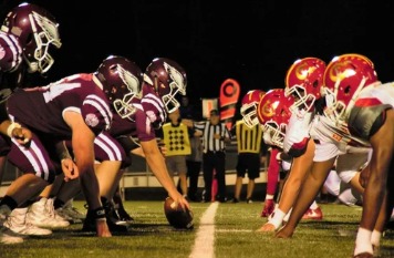 Football team at the line of scrimmage