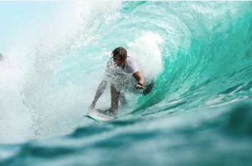 Surfer riding a wave